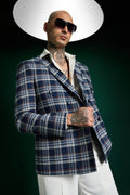 The Board Room Blazer Plaid Checks - Navy