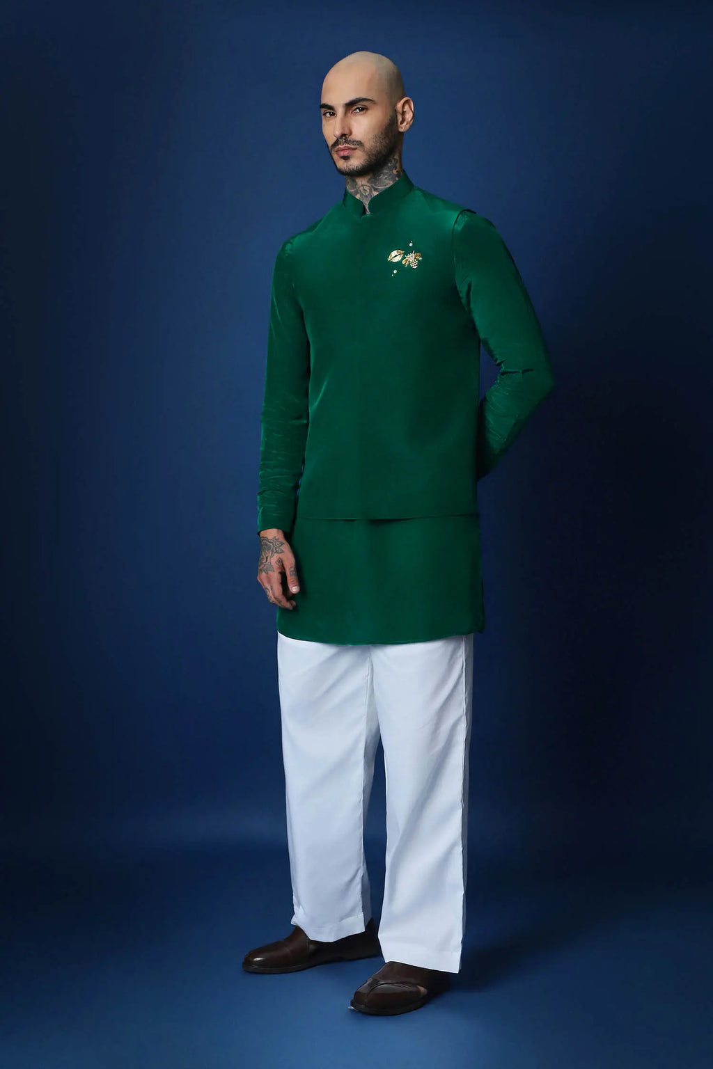 Bride Squad Hand Embroidered Bundi Set - Green