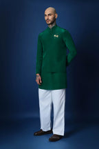 Bride Squad Hand Embroidered Bundi Set - Green