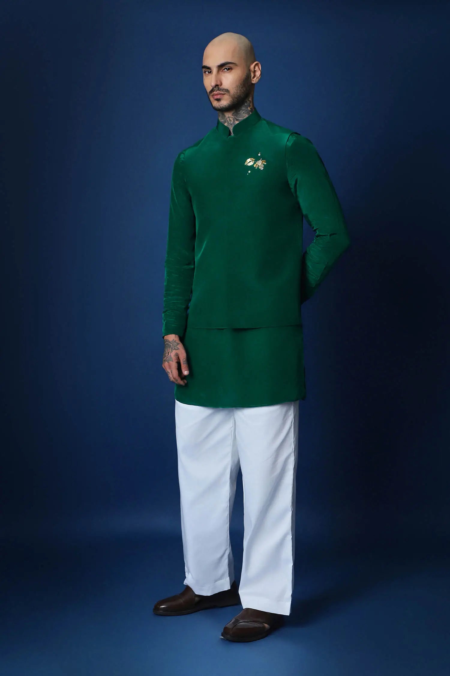 Bride Squad Hand Embroidered Bundi Set - Green