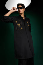 The King Hand Embroidered Designer Kurta - Black