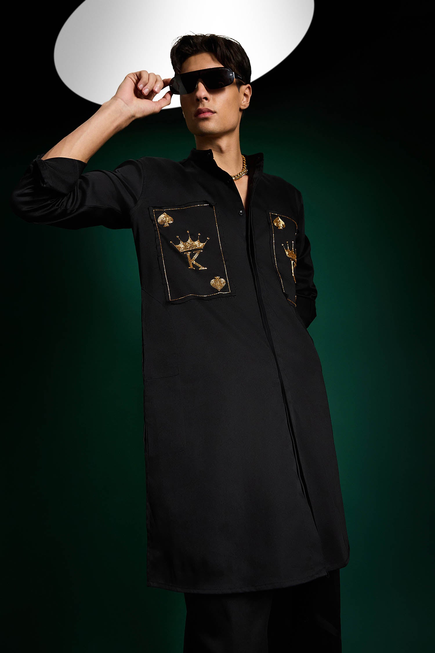 The King Hand Embroidered Designer Kurta - Black