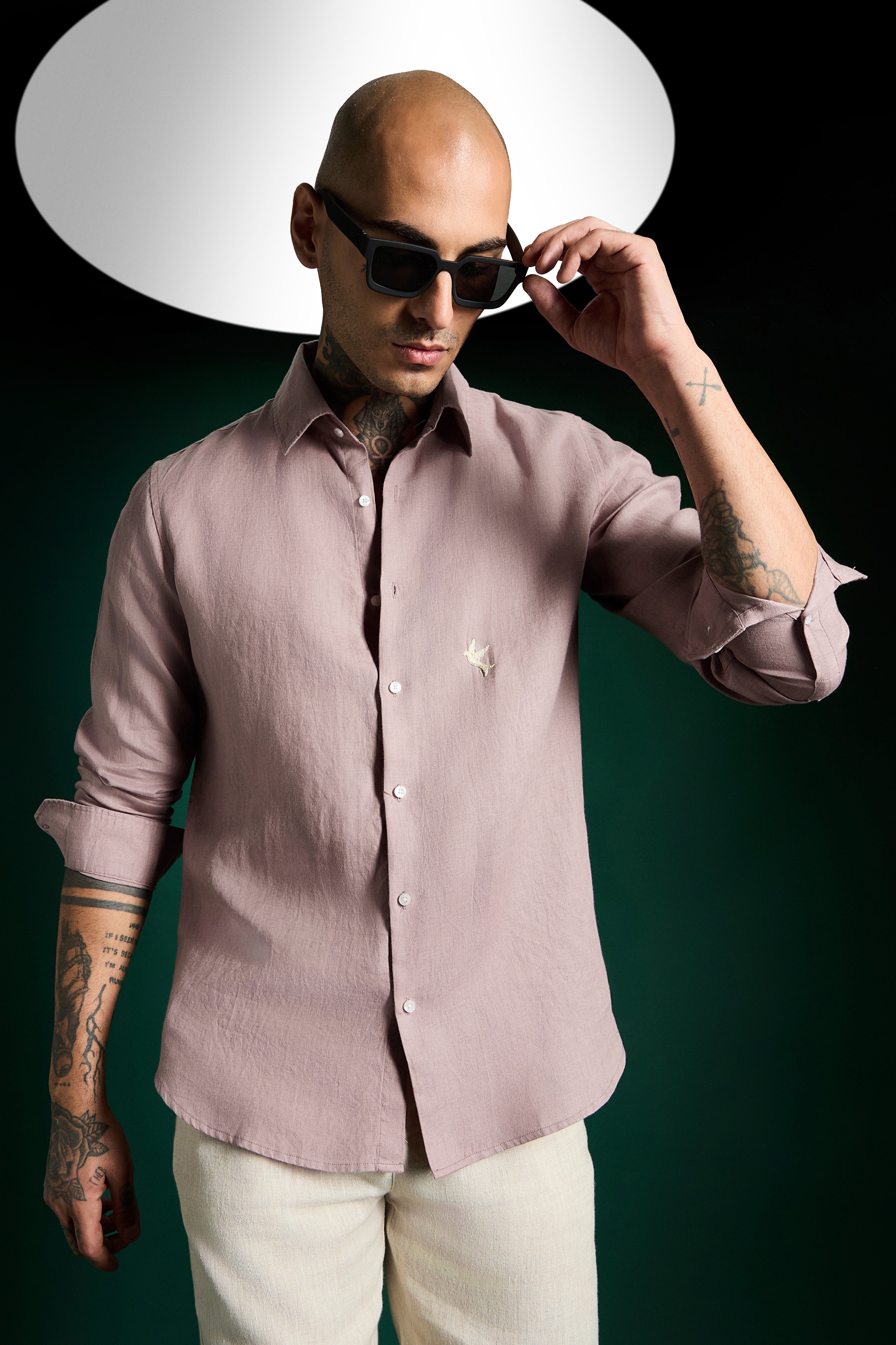 Bird Irish Linen Shirt - Dusky Pink