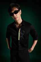 Static Brat Simpson Black - Hand Embroidered Designer Shirt