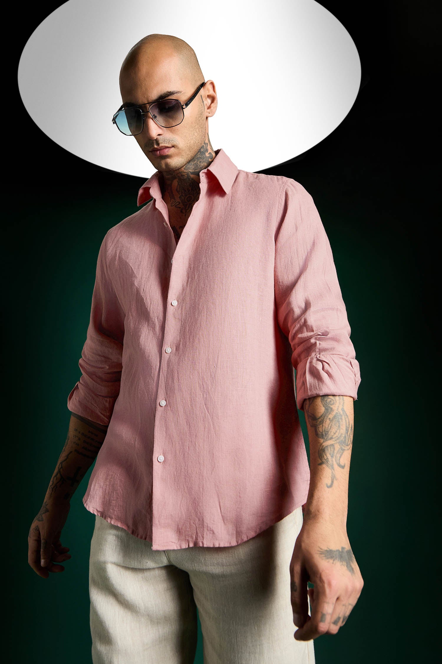 Irish Linen Shirt - Salmon Pink