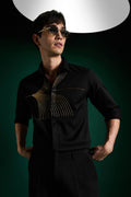 Sparkler Black - Hand Embroidered Designer Shirt