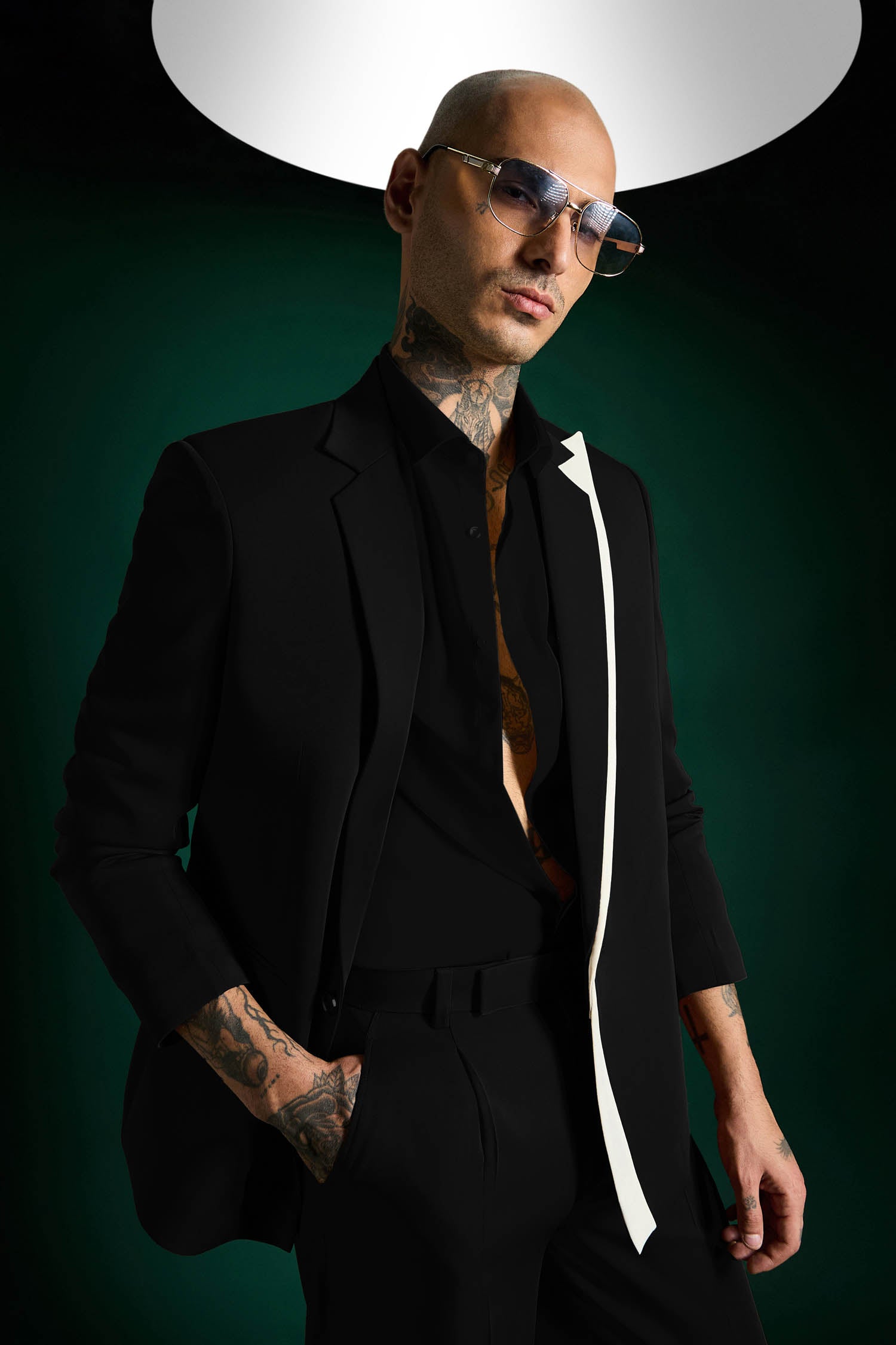 Double Lapel The Board Room Designer Blazer Set - Black