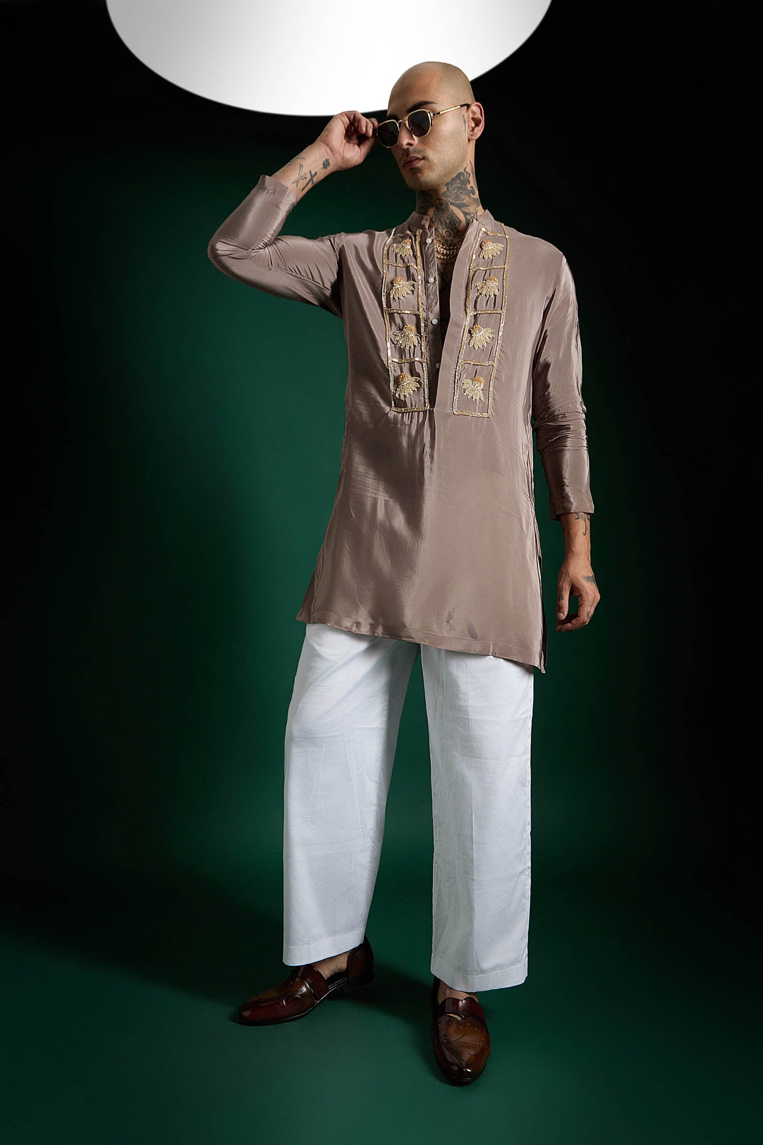 Bud Hand Embroidered Designer Kurta - Lilac Luster