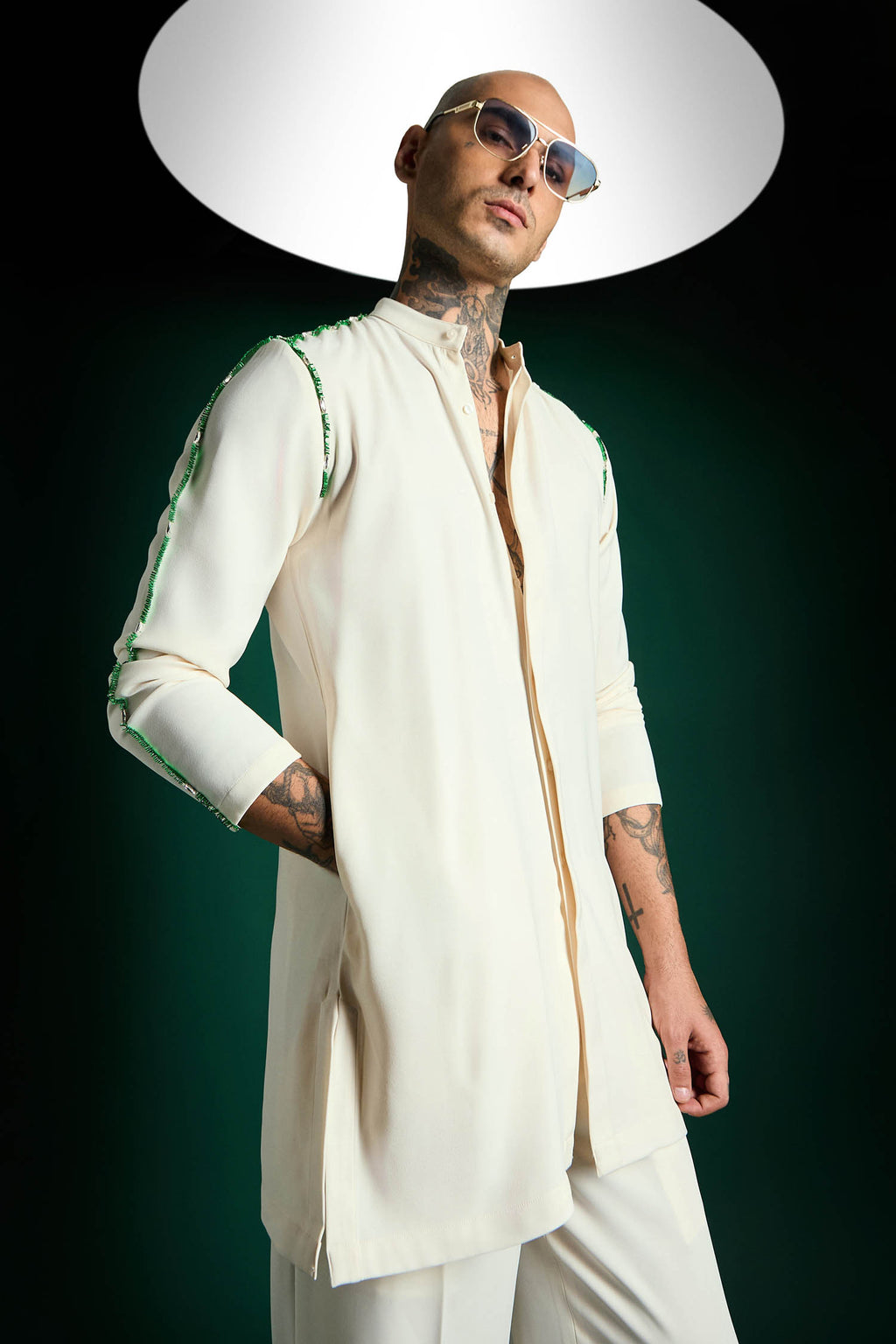 Cue Hand Embroidered Designer Kurta Set - Ivory