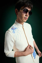 Aquatic Bloom(Flower) - Hand Embroidered Designer Bundi