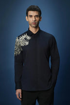 Narasimha embroidered Designer Shirt - Navy