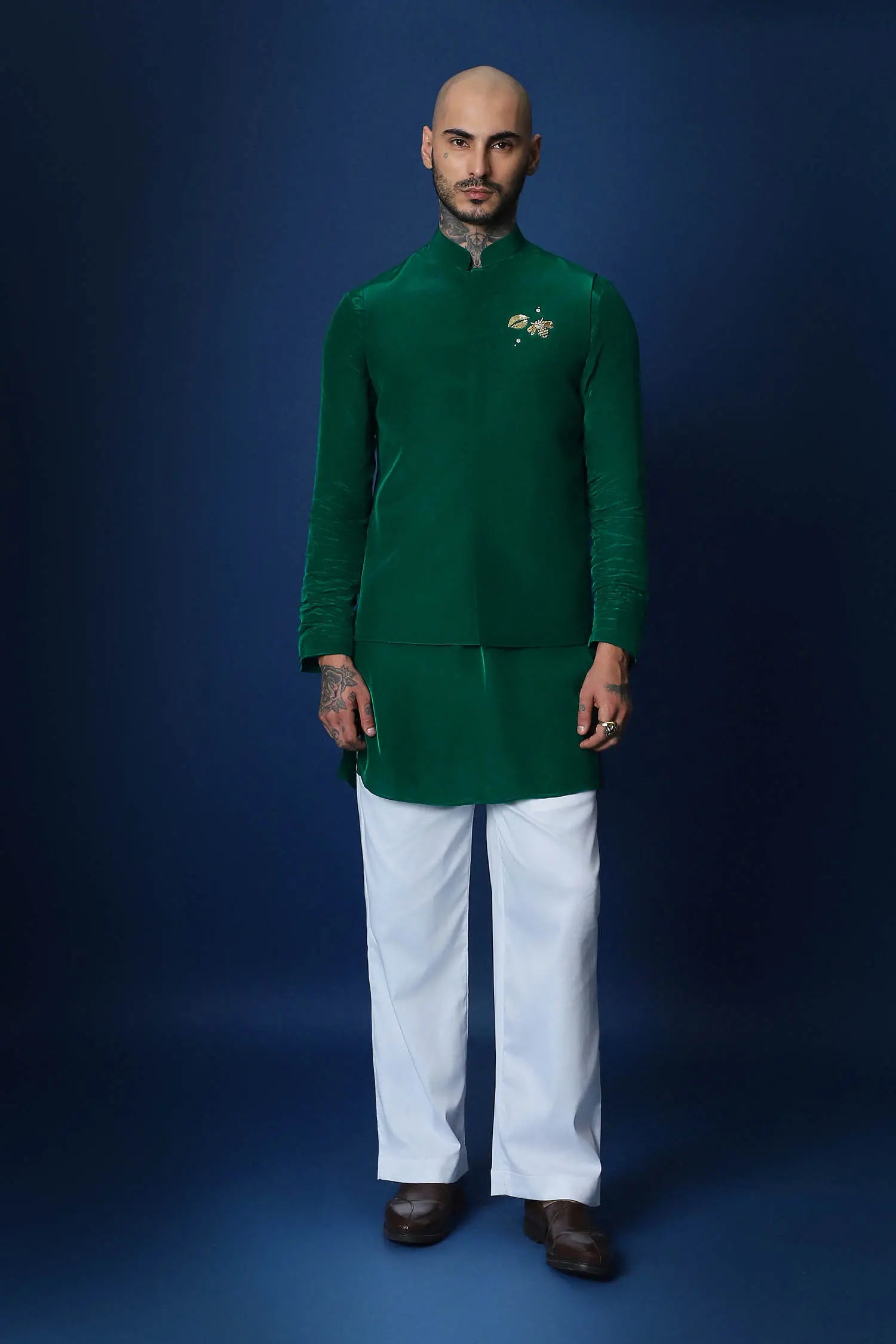 Bride Squad Hand Embroidered Bundi Set - Green