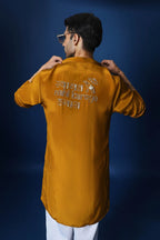 Swaagat Nahin Karoge Humara Hand Embroidered Kurta - Mustard