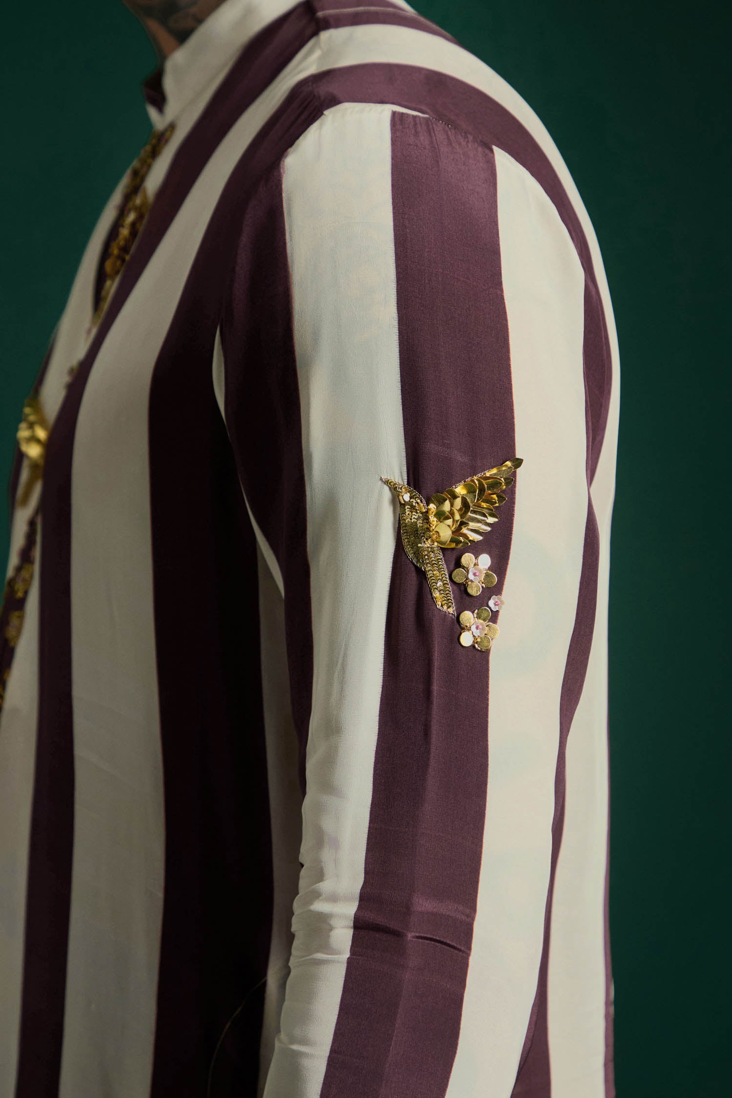 Crest Hand Embroidered Designer Kurta - Wine