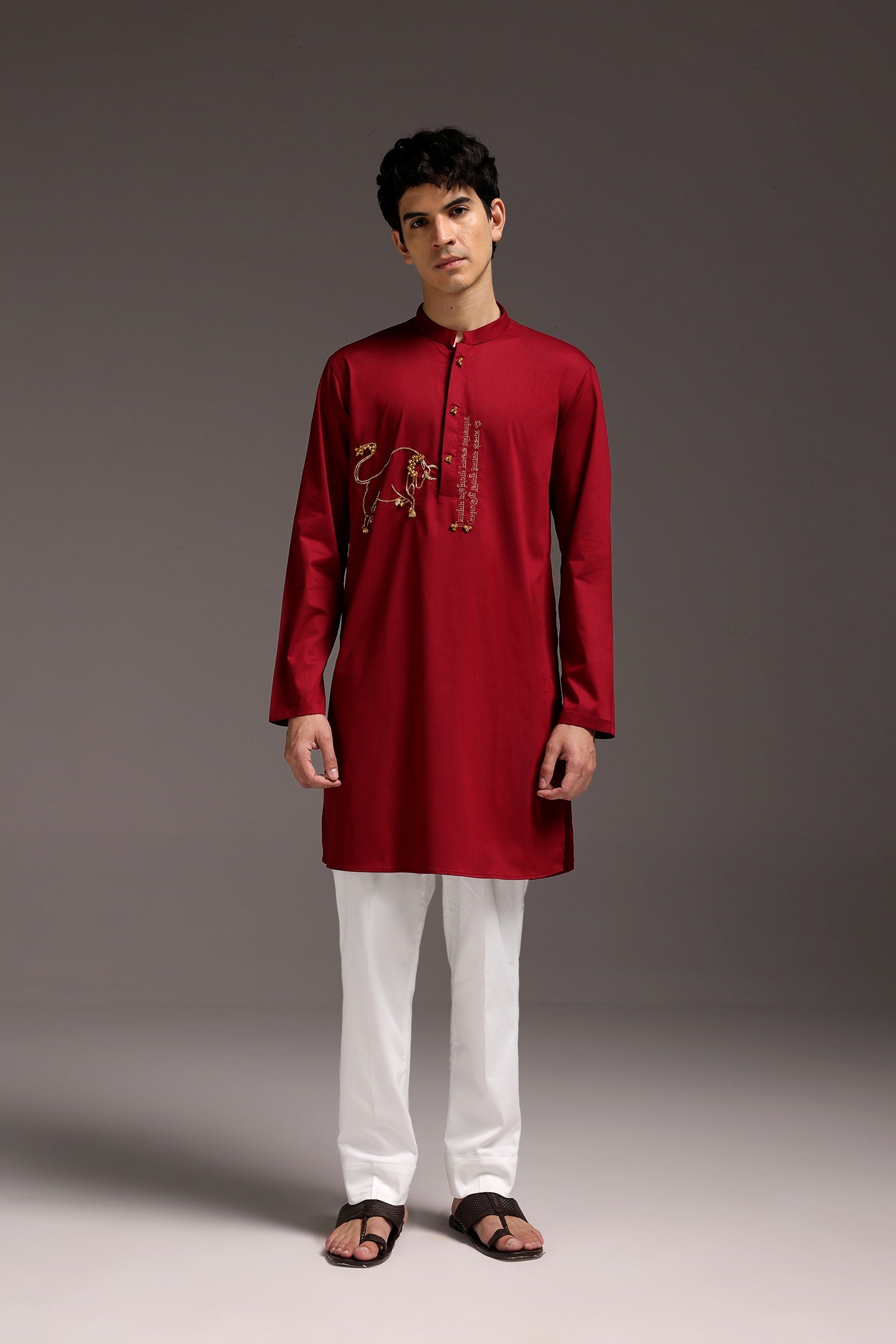 Nandi(Bull) - Hand Embroidered Designer Kurta