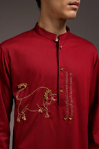 Nandi(Bull) - Hand Embroidered Designer Kurta