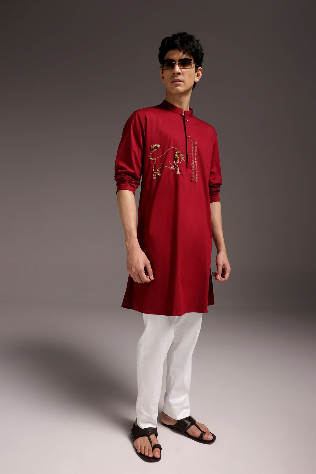 Nandi(Bull) - Hand Embroidered Designer Kurta