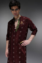 Brown Munde Bhandini - Hand Embroidered Designer Kurta - Brown