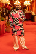 Wild Striped Printed Designer Kurta - Black and White