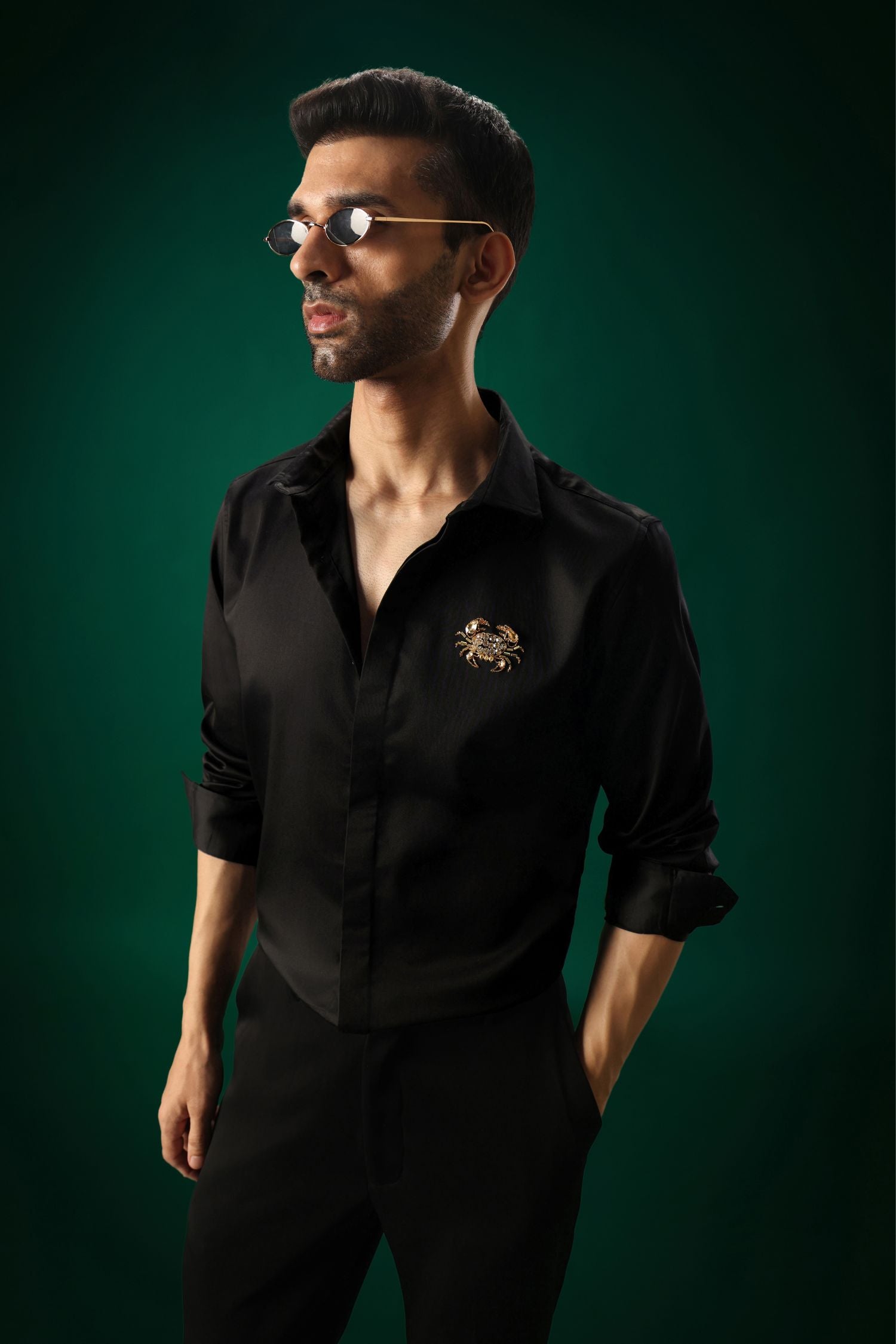 Crab - Hand Embroidered Designer Shirt