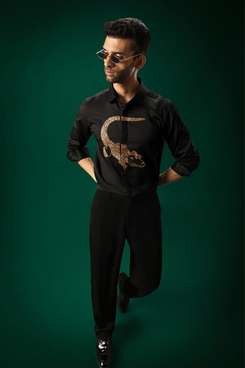 Crocodile - Hand Embroidered Designer Shirt