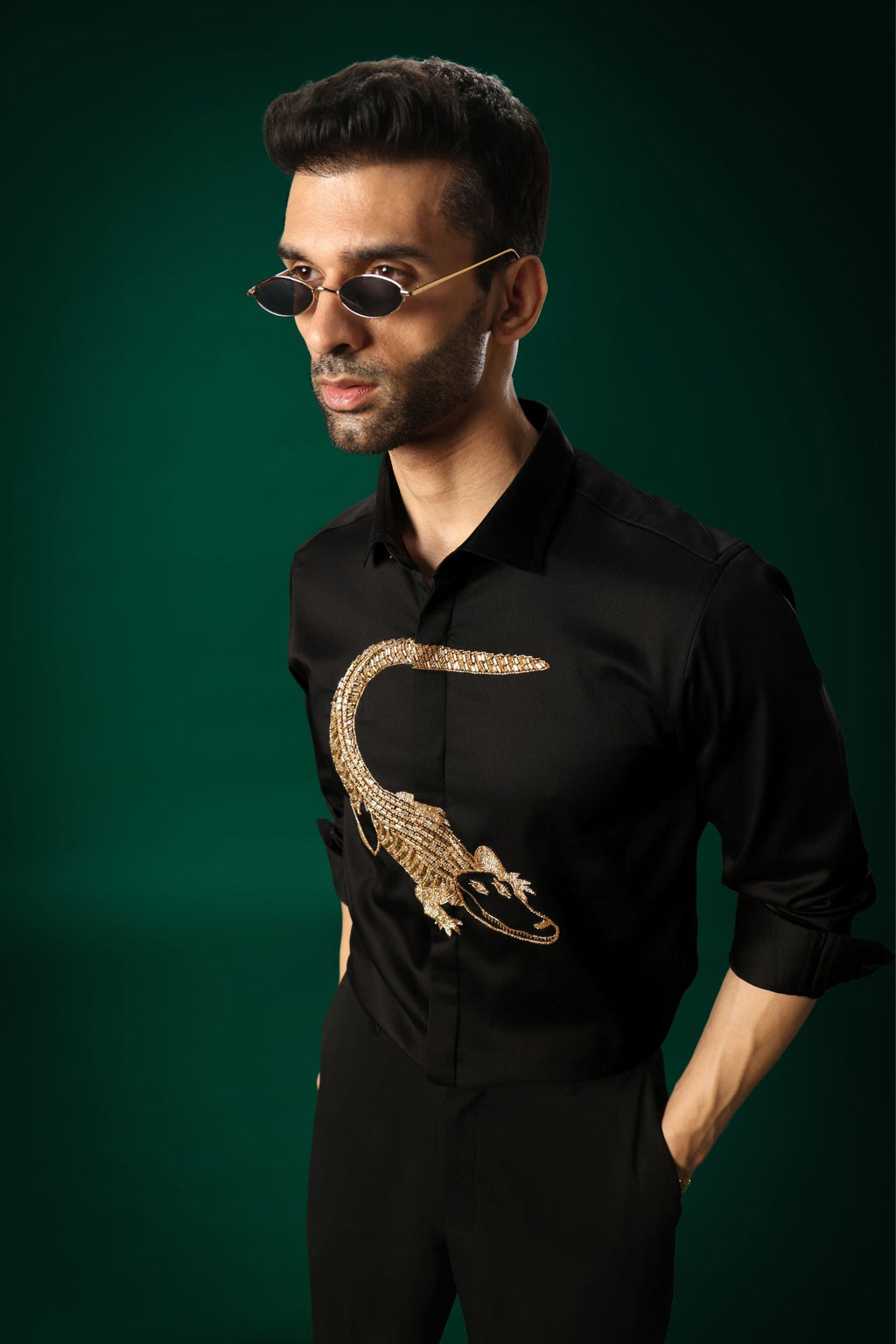 Crocodile - Hand Embroidered Designer Shirt
