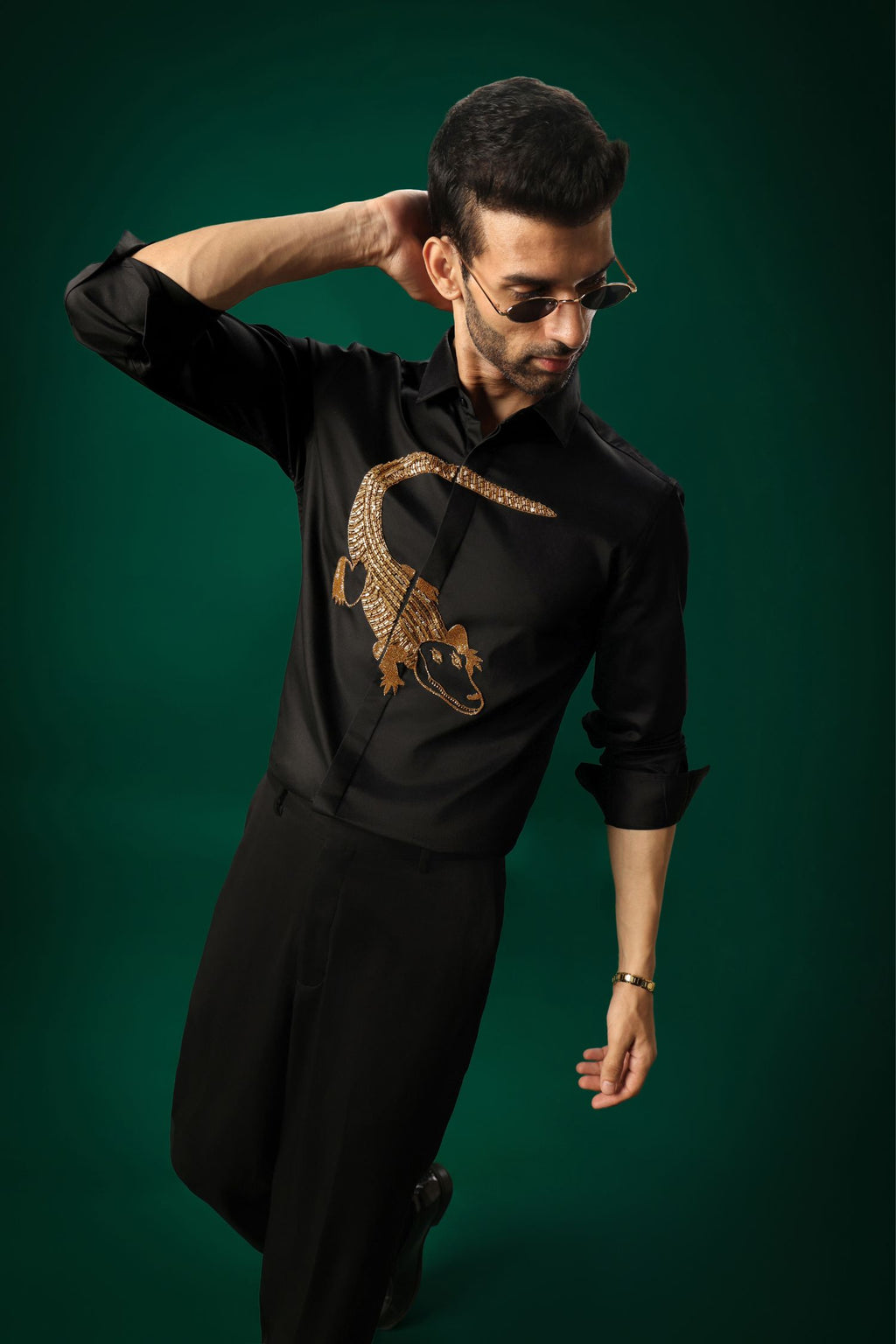 Crocodile - Hand Embroidered Designer Shirt
