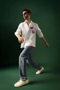 Flutter - Hand Embroidered Designer Shirt - White