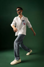 Flutter - Hand Embroidered Designer Shirt - White