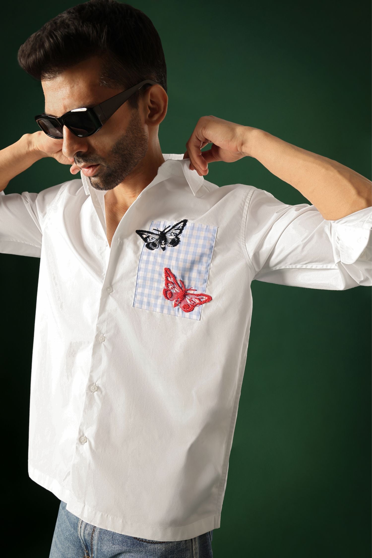 Flutter - Hand Embroidered Designer Shirt - White
