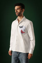 Flutter - Hand Embroidered Designer Shirt - White