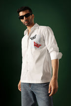 Flutter - Hand Embroidered Designer Shirt - White