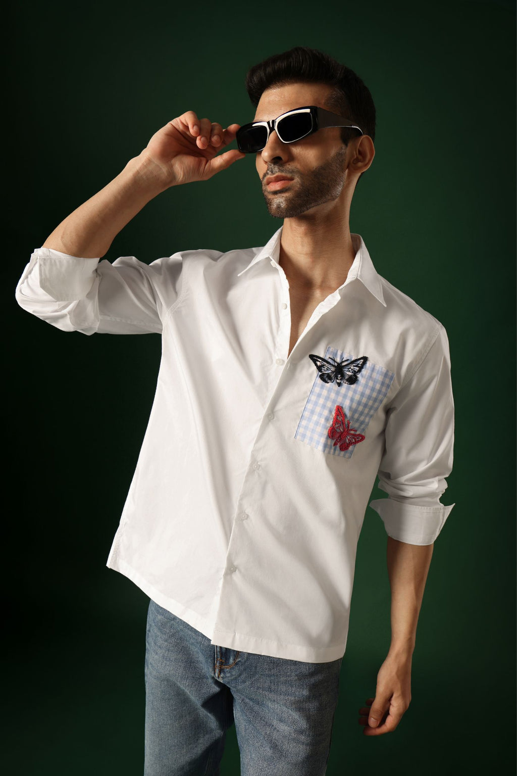 Flutter - Hand Embroidered Designer Shirt - White