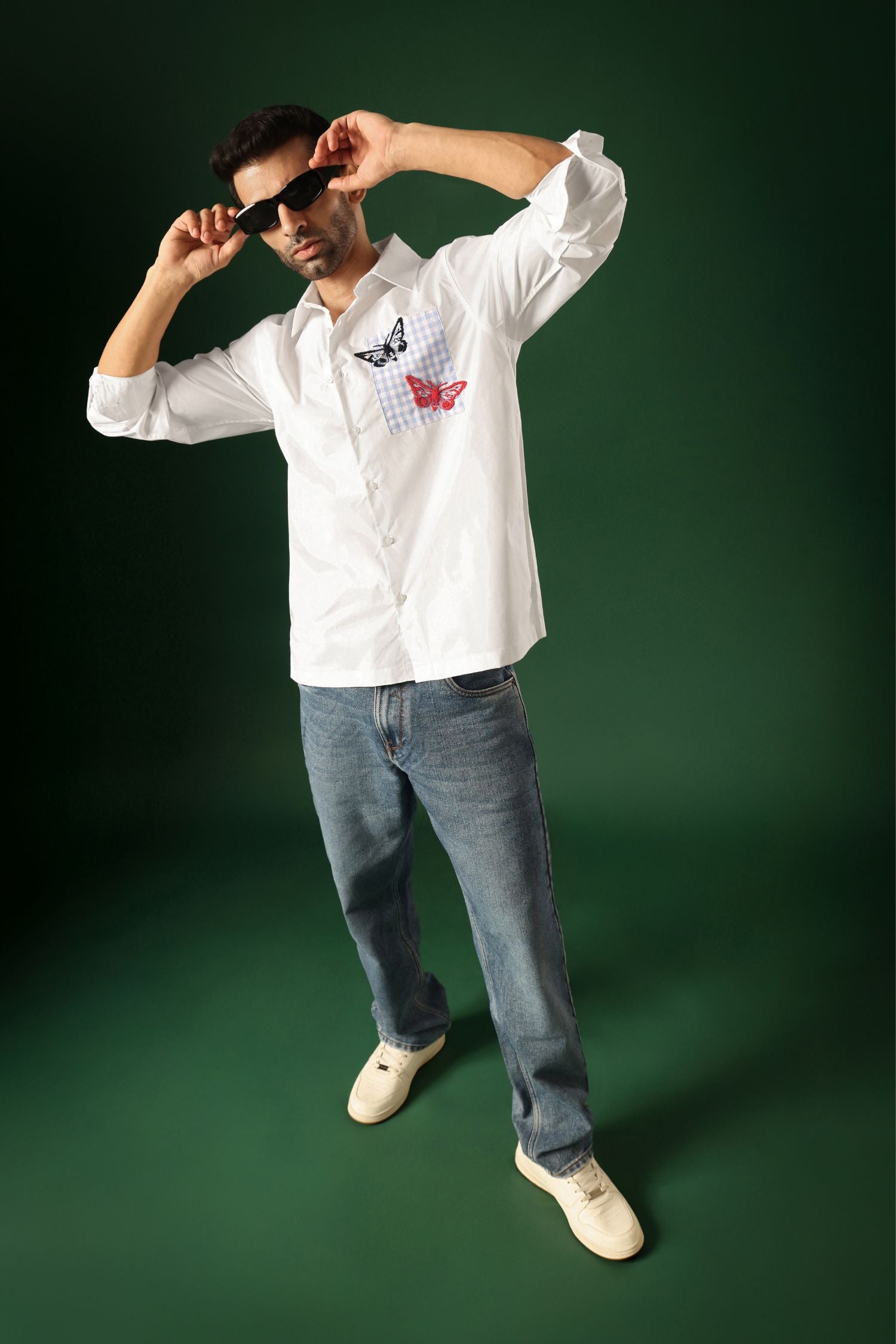 Flutter - Hand Embroidered Designer Shirt - White