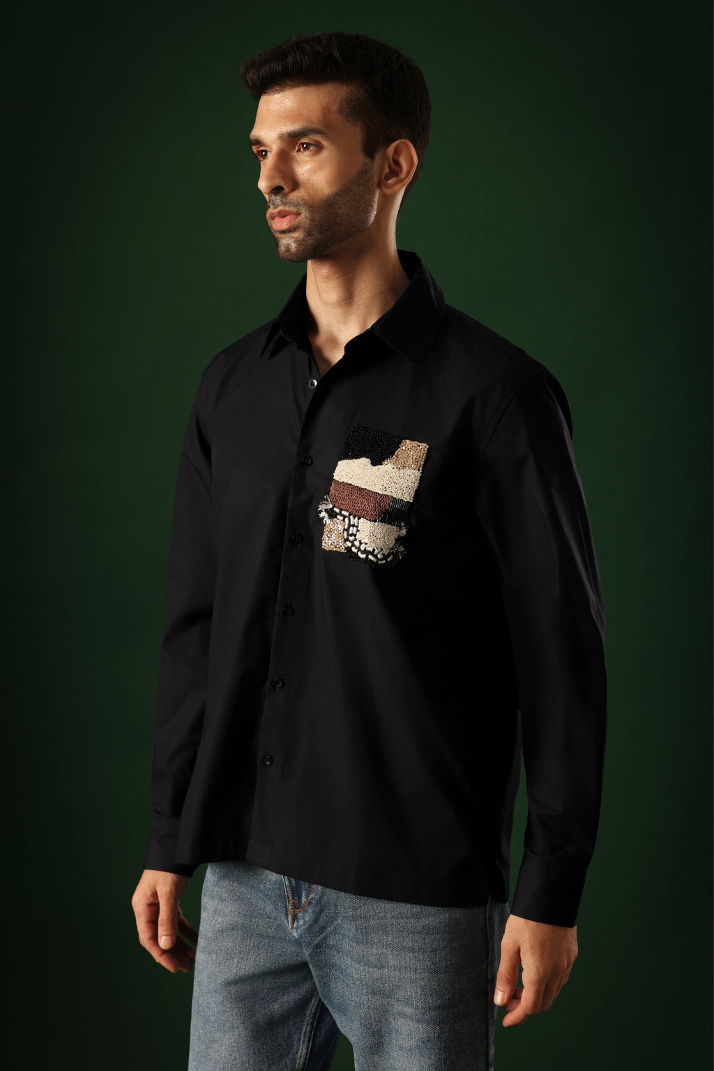 Fragment - Hand Embroidered Designer Shirt - Black