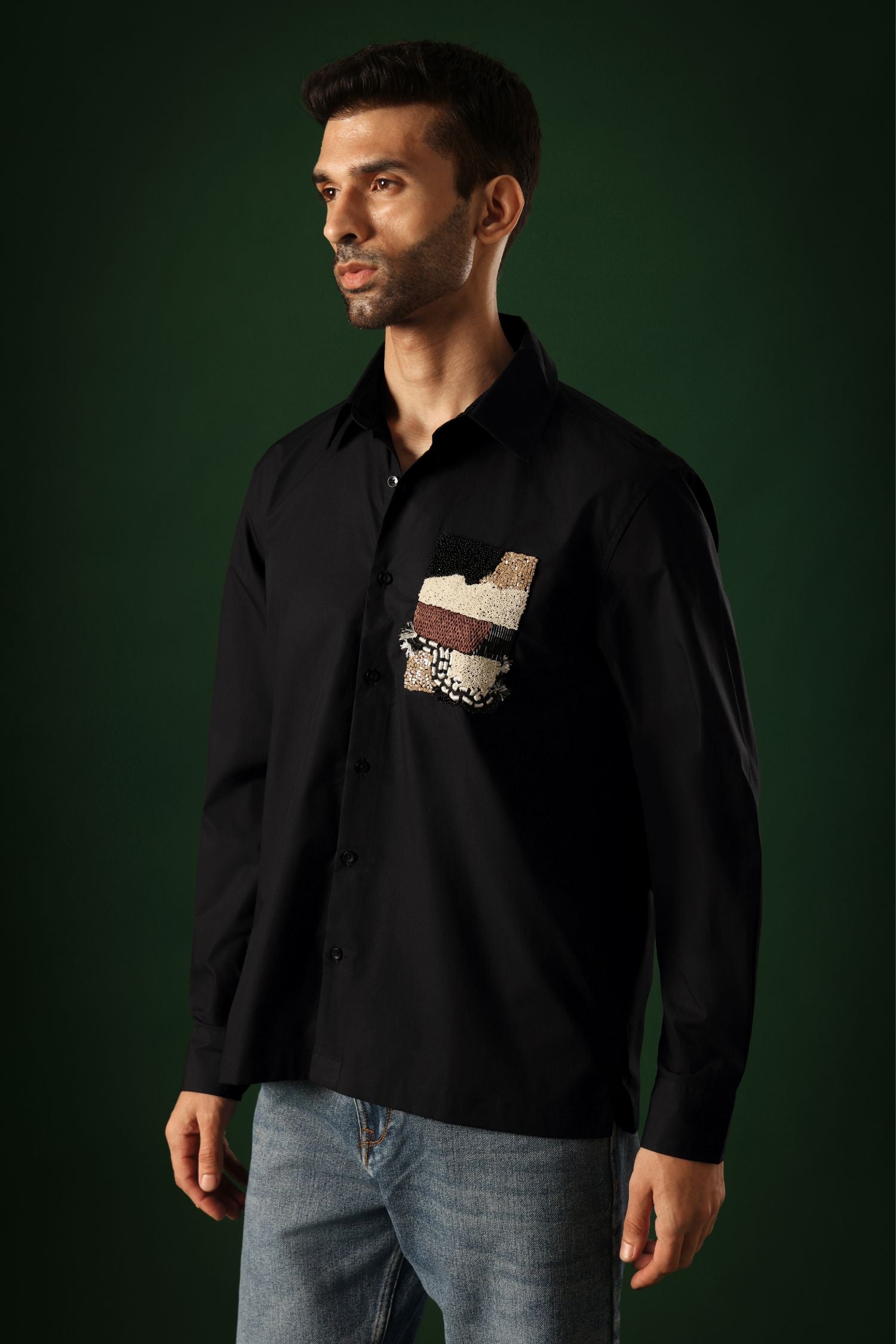 Fragment - Hand Embroidered Designer Shirt - Black