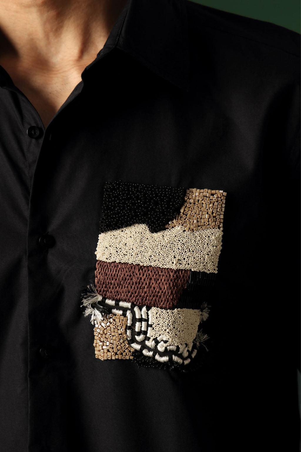 Fragment - Hand Embroidered Designer Shirt - Black