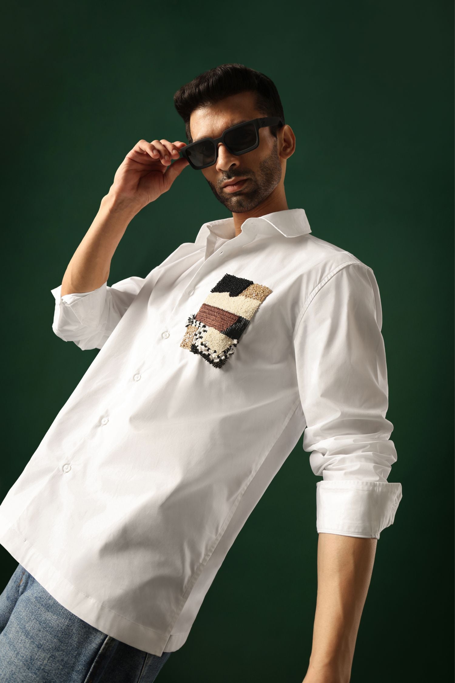 Fragment - Hand Embroidered Designer Shirt - White