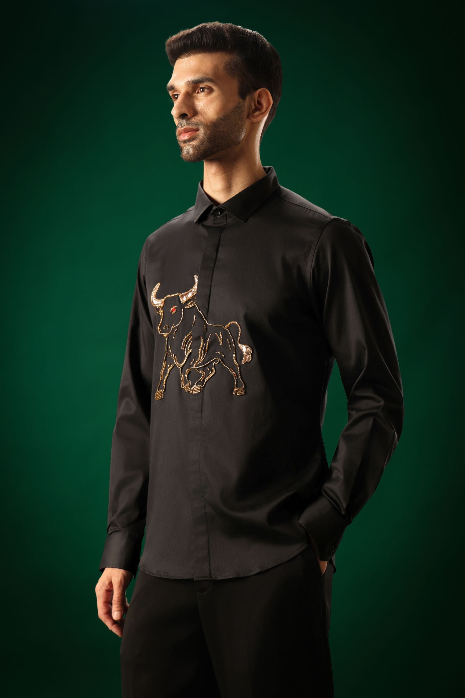 Gini(Bull) - Hand Embroidered Designer Shirt