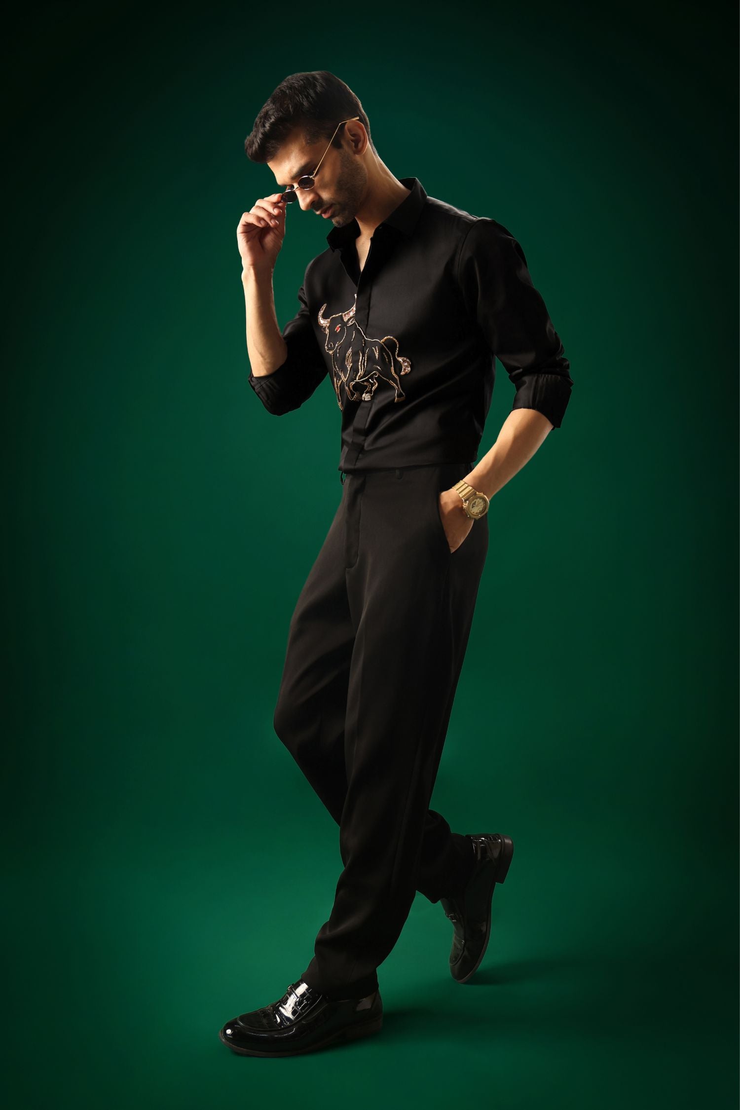 Gini(Bull) - Hand Embroidered Designer Shirt