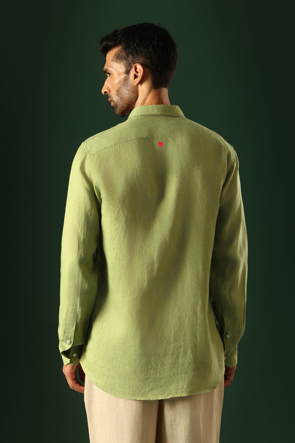 Heart Irish Linen Shirt - Green