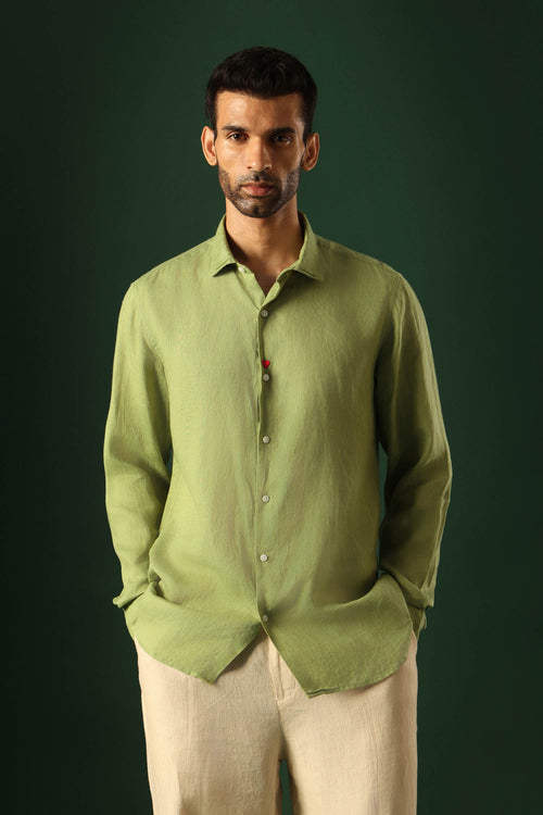 Heart Irish Linen Shirt - Green