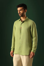 Heart Irish Linen Shirt - Green