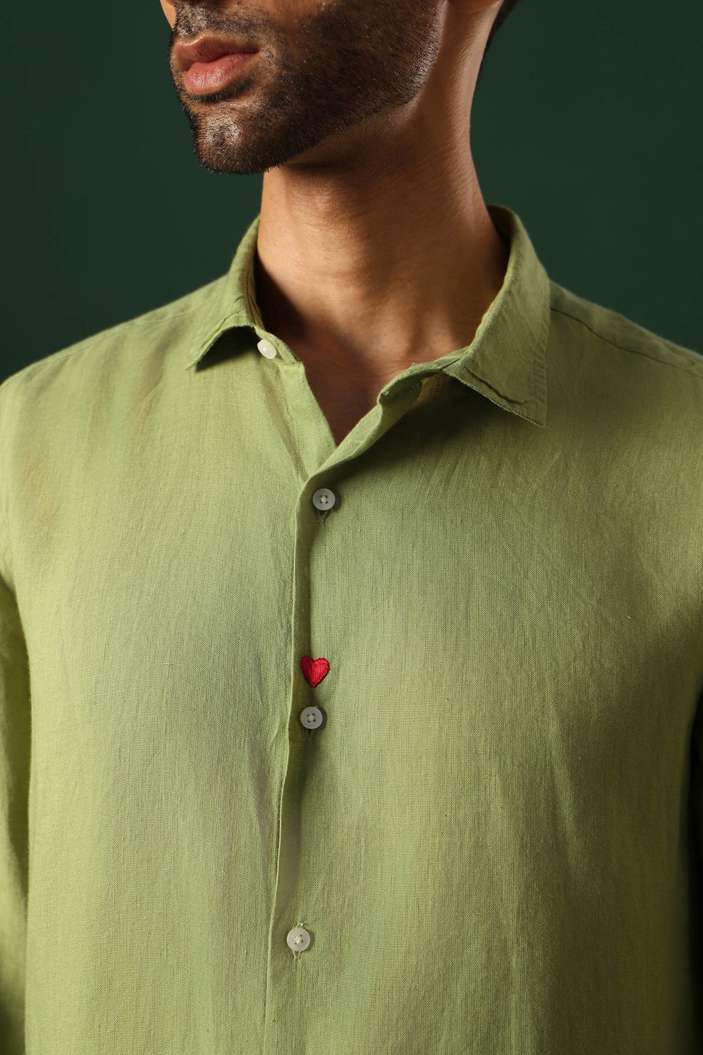 Heart Irish Linen Shirt - Green
