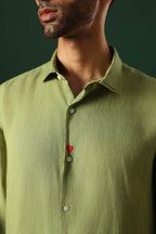 Heart Irish Linen Shirt - Green