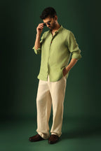 Heart Irish Linen Shirt - Green