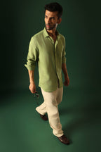 Heart Irish Linen Shirt - Green