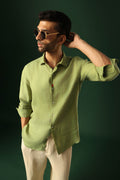 Heart Irish Linen Shirt - Green
