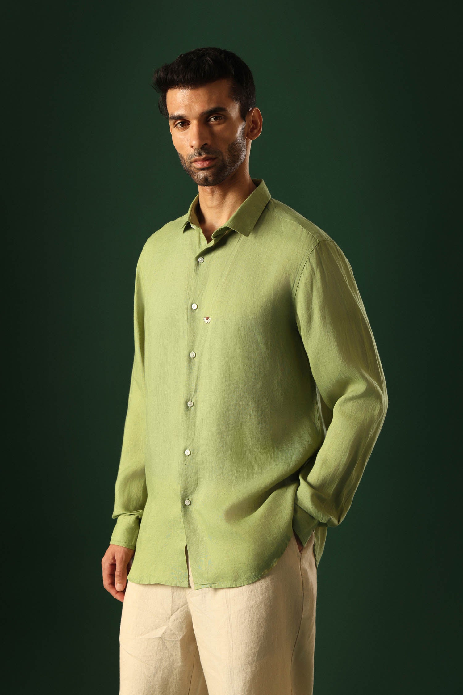 Daisy Irish Linen Shirt - Green