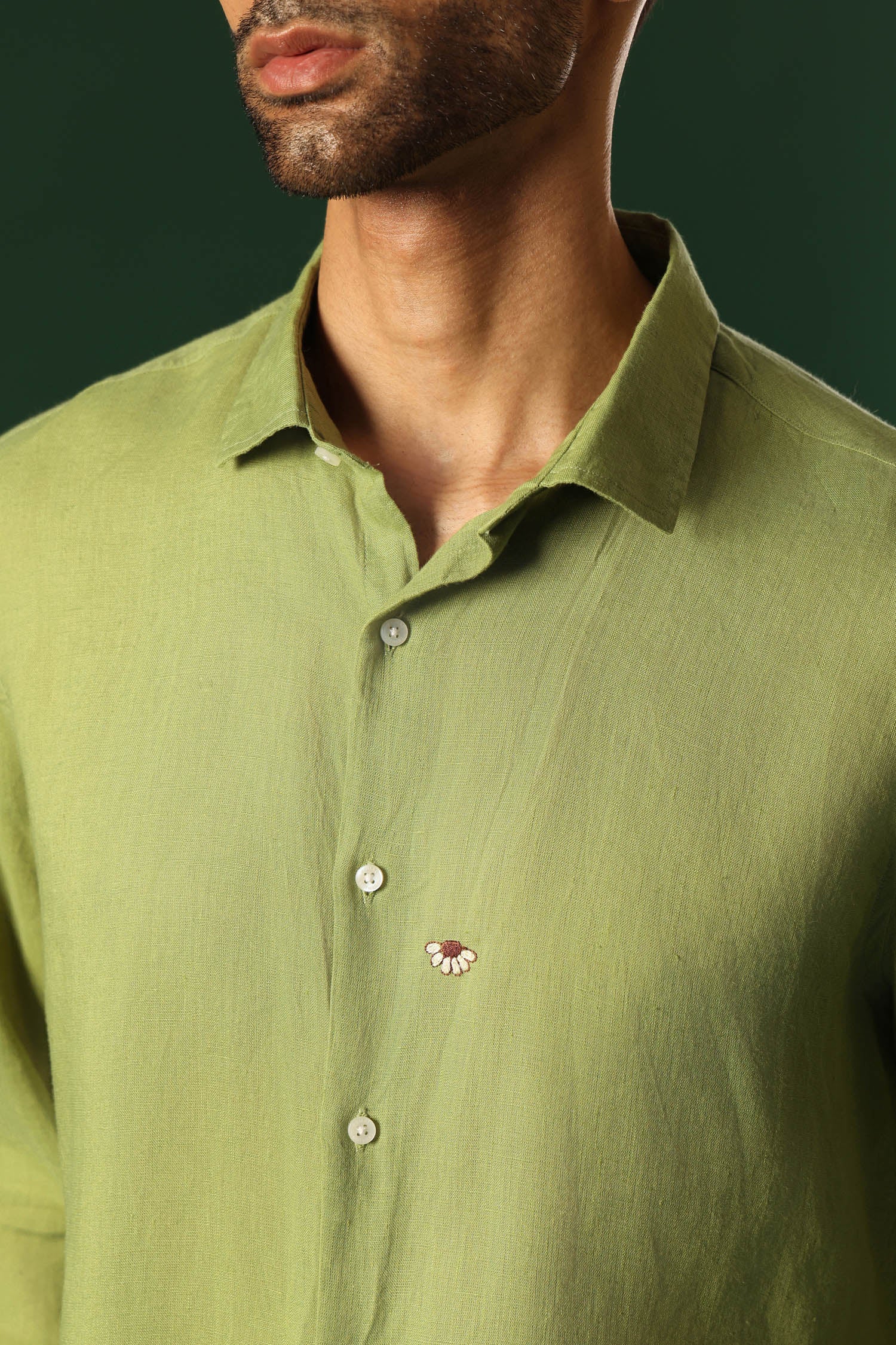 Daisy Irish Linen Shirt - Green